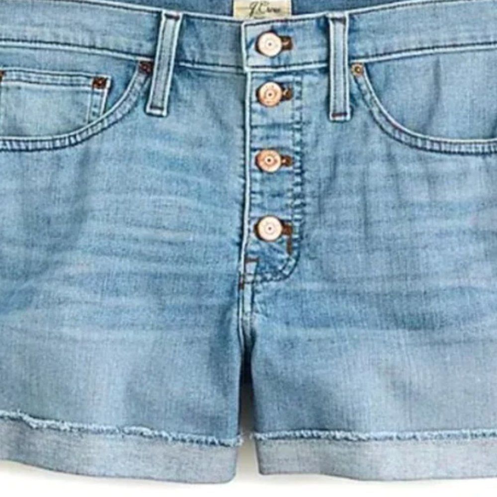 J.Crew Button Fly High Rise Denim Shorts In Primrose Wash 30
